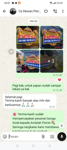 Testimonial Papan Bunga Pernikahan margahayu tengah